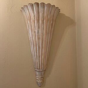 Vintage Large 25" Wall-Mounted‎ Fluted Floral Sconce Vase Holder Shelve MCM